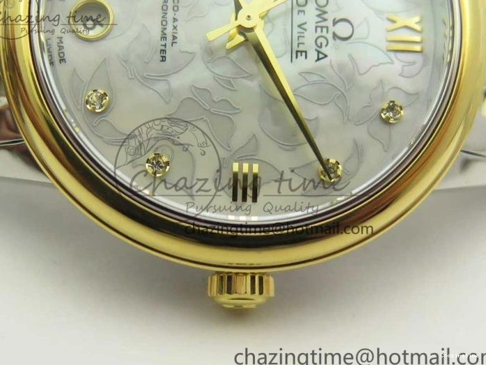 0512 Versatile De Ville Prestige Ladies 32.7mm SS MKF 1:1 Best Edition White MOP Dial Roman Markers on SS YG Bracelet MIYOTA 7967